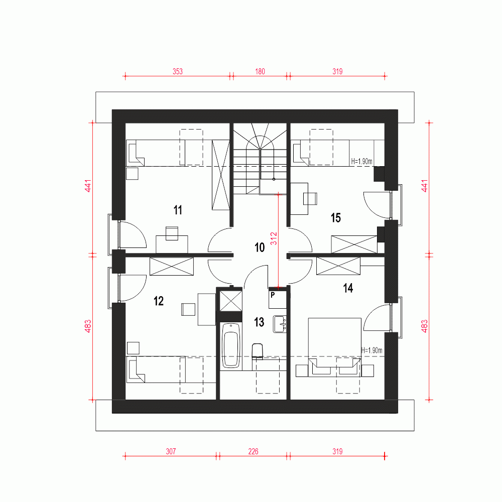 Rzut projektu Wawrzyn z garażem - Piętro
