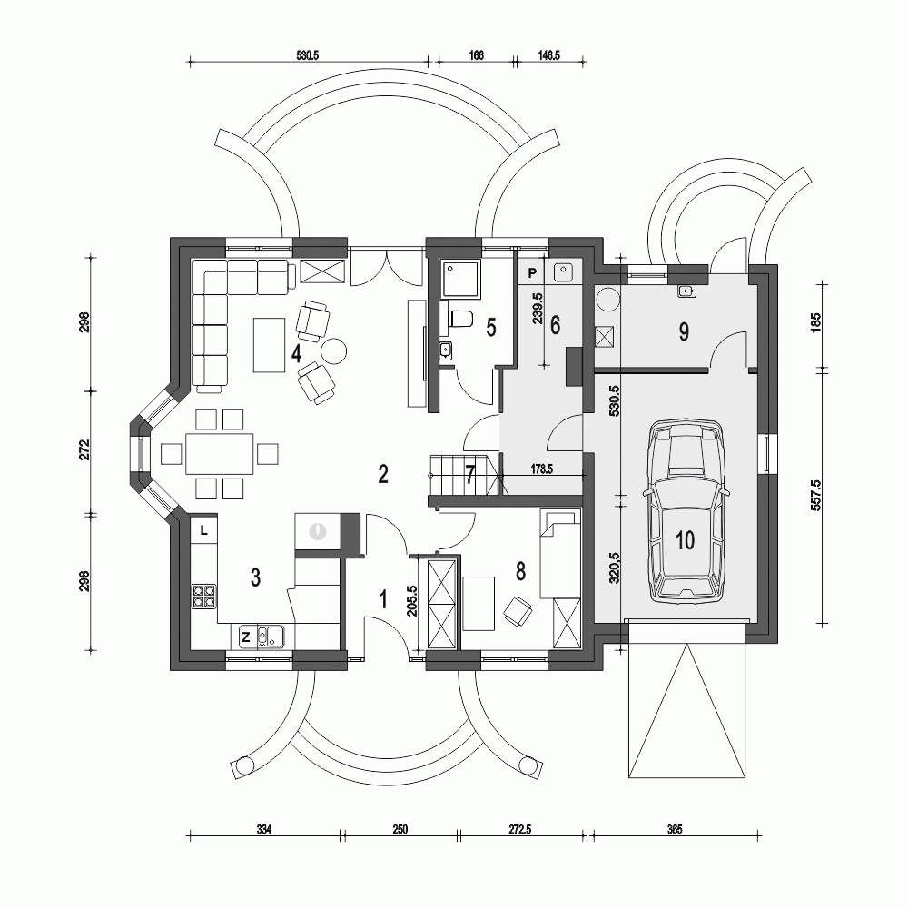 Rzut projektu Dom Dla Ciebie 3 z garażem - Parter