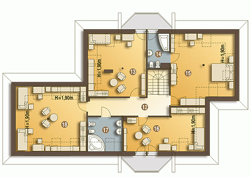 Rzut projektu Dzierlatka IV z garażem 2st. - Piętro