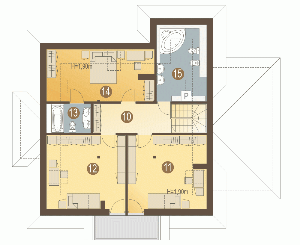 Rzut projektu Żuraw z garażem - Piętro