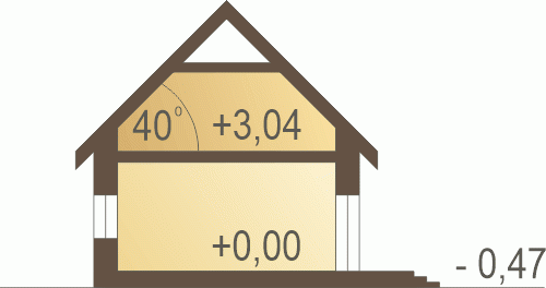 Rzut projektu Żuraw z garażem - Przekrój