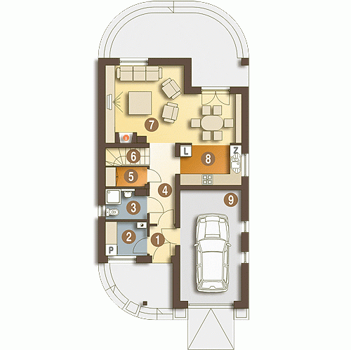 Rzut projektu Greta III z garażem - Parter