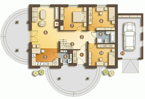 Rzut projektu Czajka z garażem - Parter
