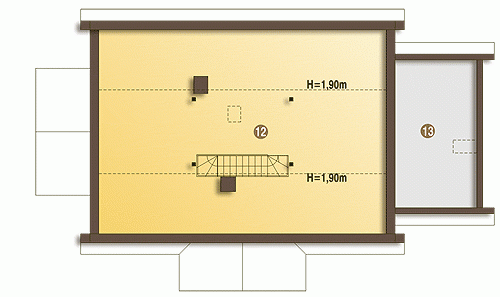 Rzut projektu Czajka z garażem - Piętro