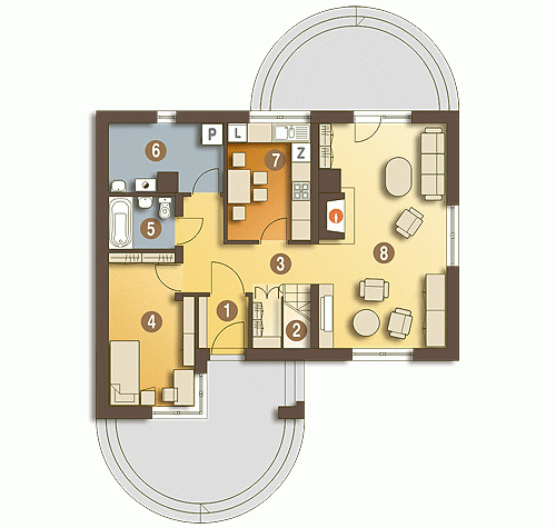 Rzut projektu Drozd bez garażu - Parter