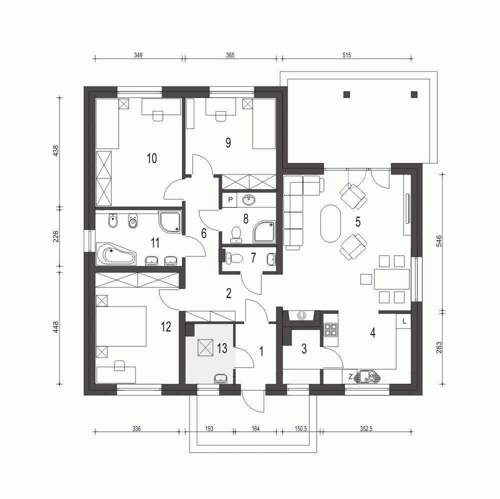 Rzut projektu Nasturcja - Parter