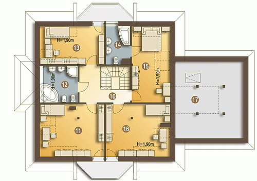 Rzut projektu Dzierlatka V z G2 z garażem 2st. - Piętro