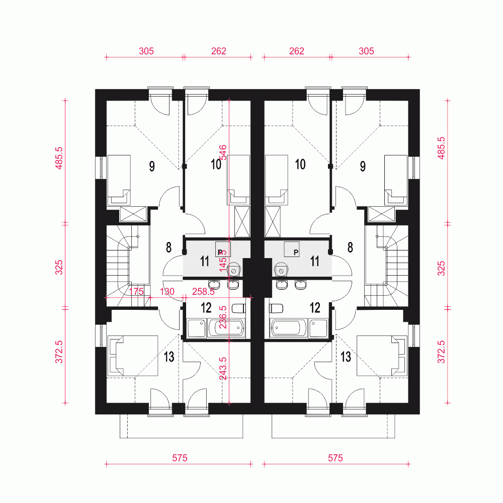 Rzut projektu Jukka A-BL z garażem - Piętro