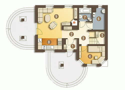 Rzut projektu Sójka II bez garażu - Parter