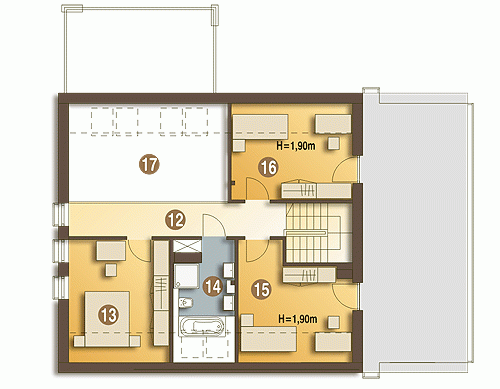 Rzut projektu Oleg z garażem - Piętro