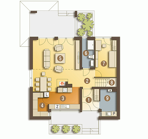 Rzut projektu Oleg bez garażu - Parter