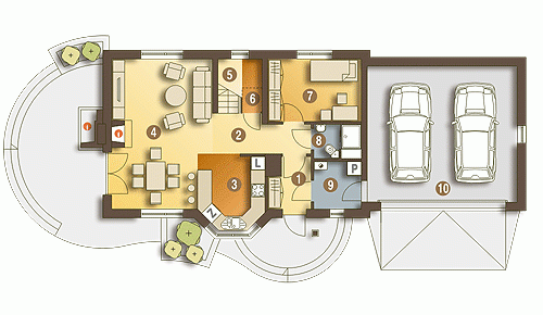 Rzut projektu Agatka II z G2 z garażem 2st. - Parter