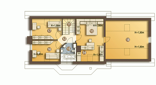 Rzut projektu Agatka II z G2 z garażem 2st. - Piętro