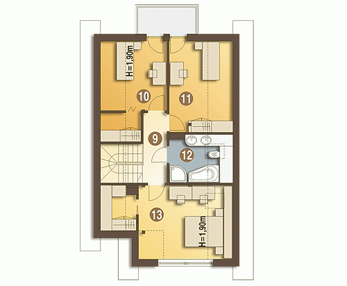 Rzut projektu Tosia trend z garażem - Piętro