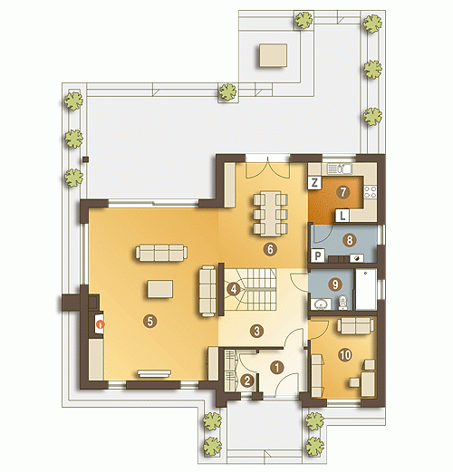 Rzut projektu Tytus bez garażu - Parter