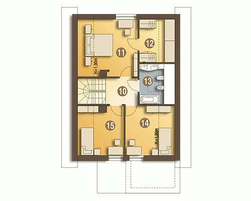 Rzut projektu Greta III trend z garażem - Piętro