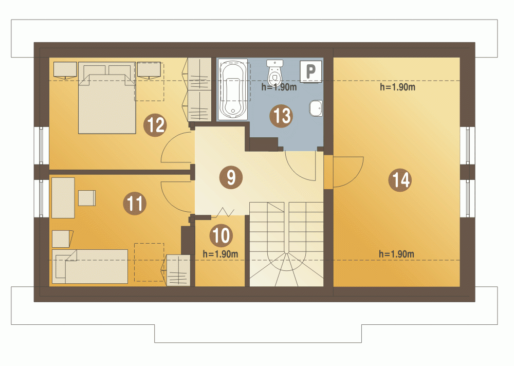 Rzut projektu Emilka z garażem A1 - Piętro