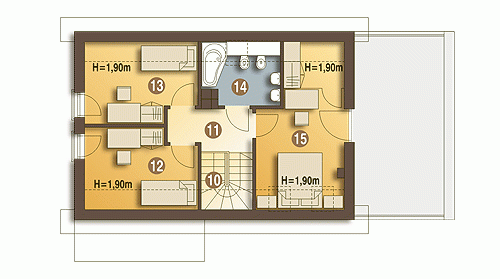 Rzut projektu Eco 1 z garażem - Piętro