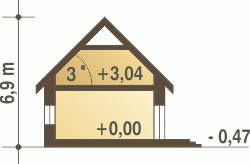 Rzut projektu Long z garażem - Przekrój