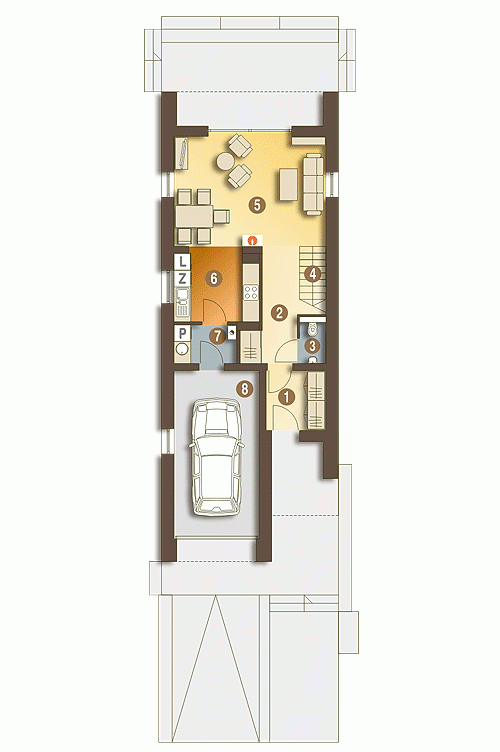 Rzut projektu Eco 4 z garażem - Parter
