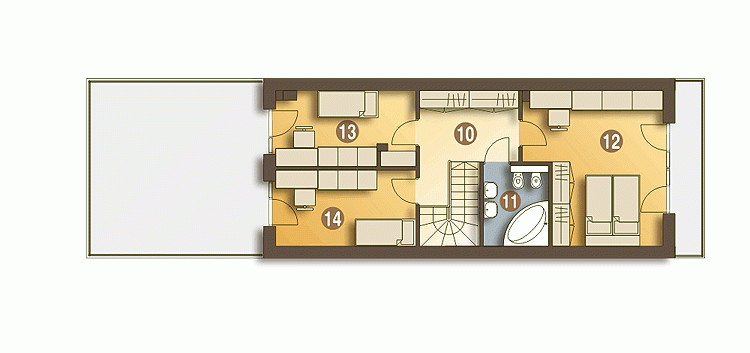 Rzut projektu Long II z garażem - Piętro