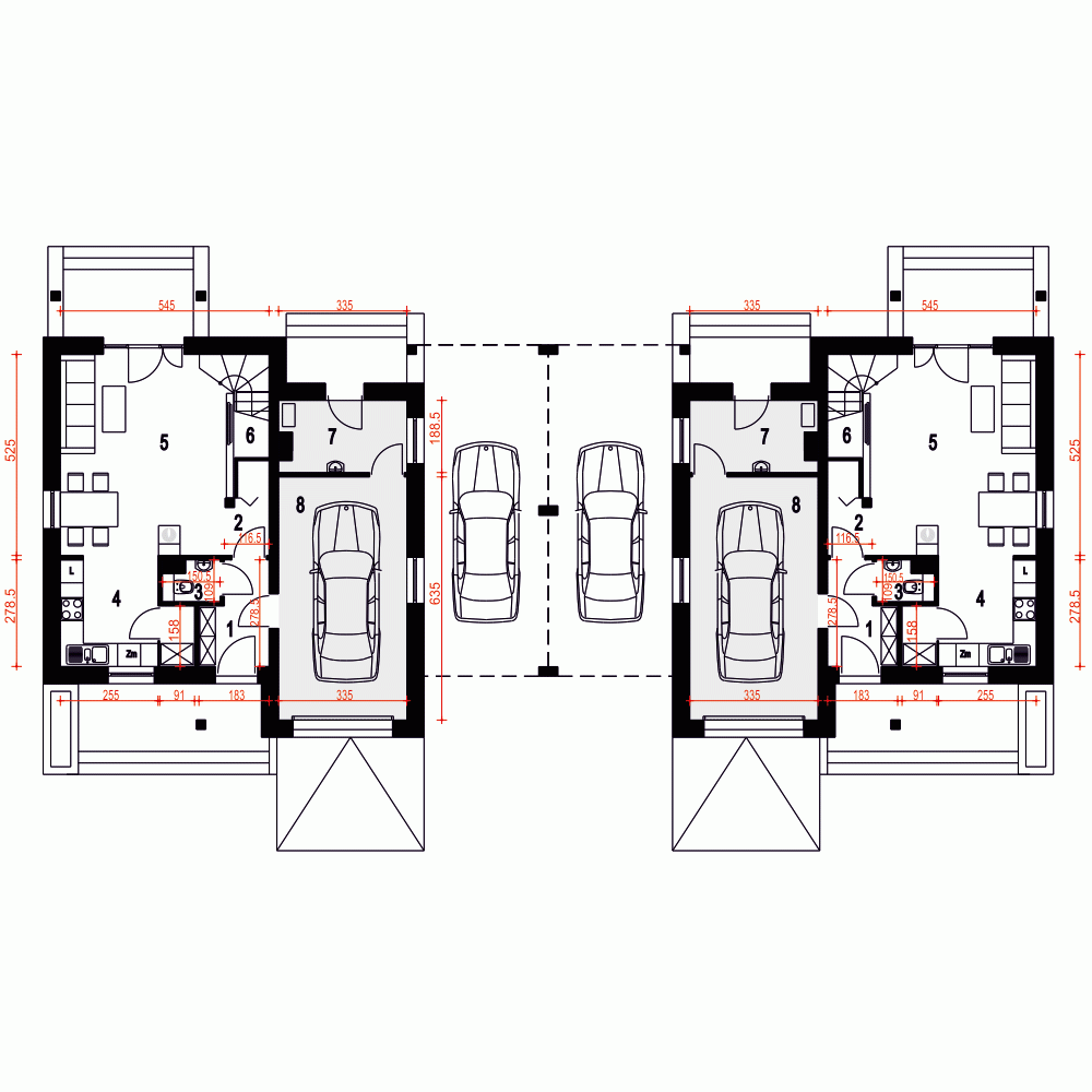 Rzut projektu Biała A1-BL - Parter