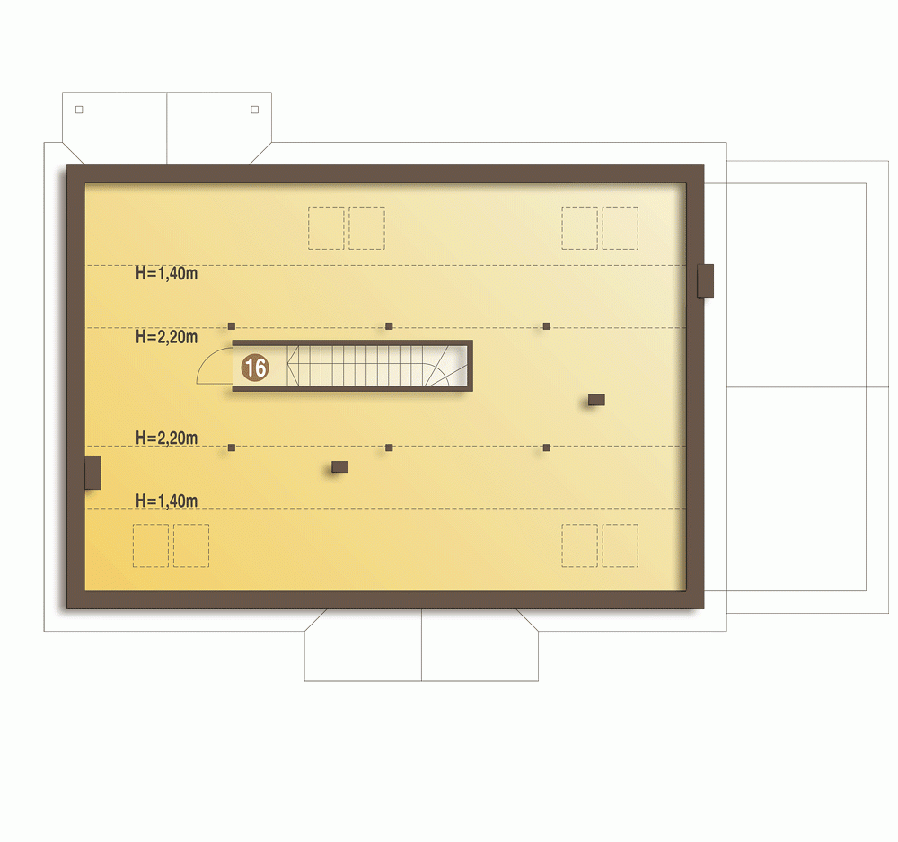 Rzut projektu Derkacz z garażem - Piętro