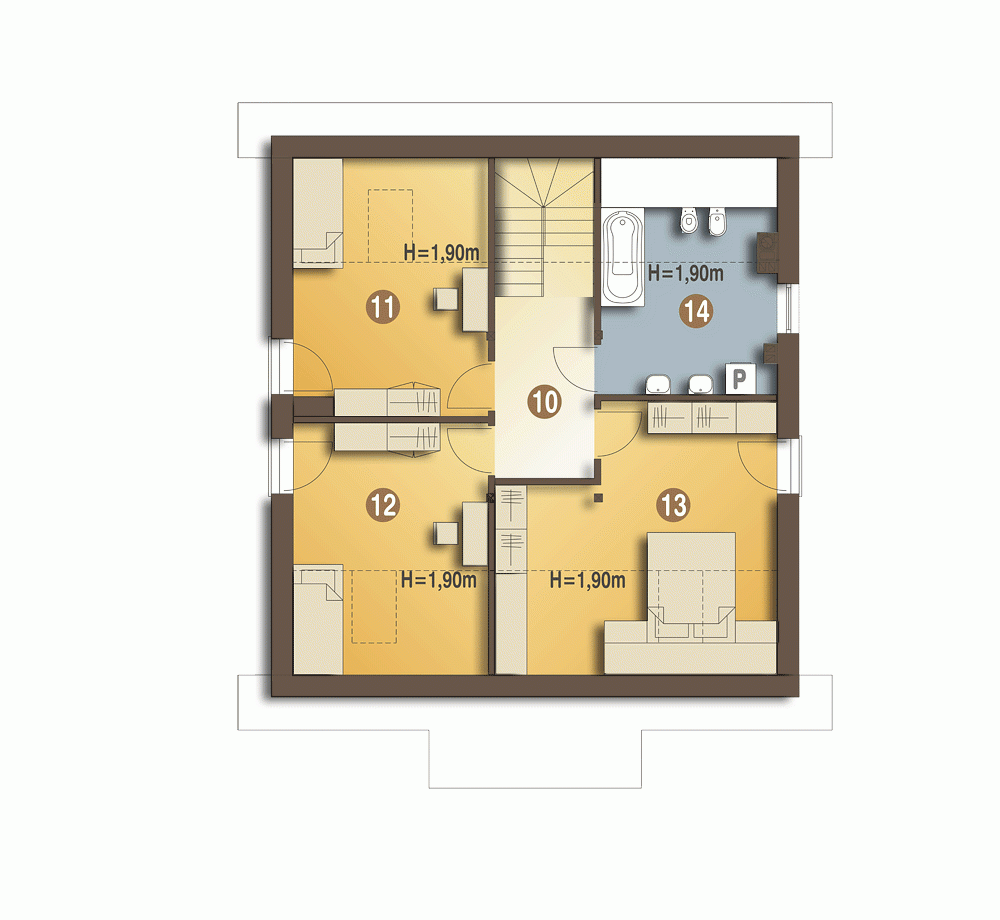 Rzut projektu Jarząbek II z garażem - Piętro