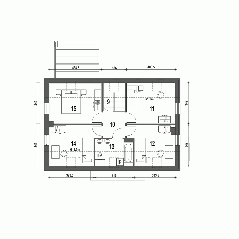 Rzut projektu Eco 5 - Piętro