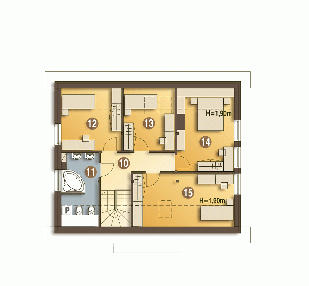 Rzut projektu Emma z garażem - Piętro