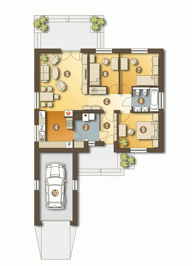 Rzut projektu Ares trend z garażem - Parter