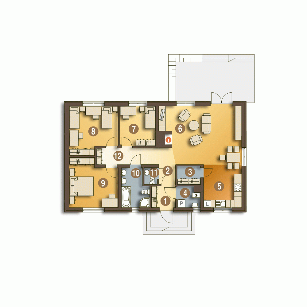 Rzut projektu Filipek B2 - Parter