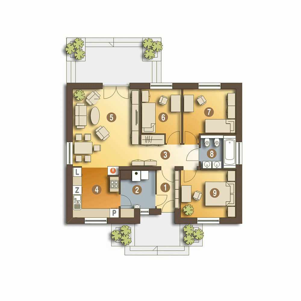 Rzut projektu Ares trend bez garazu - Parter