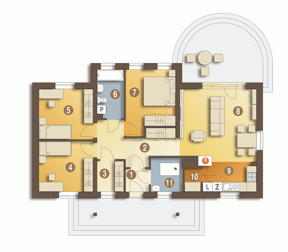 Rzut projektu Modraszka - Parter