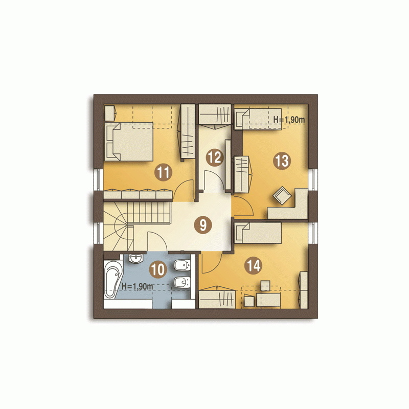 Rzut projektu Szczęśliwa z garażem - Piętro