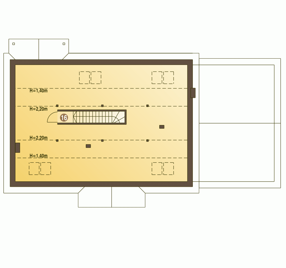 Rzut projektu Derkacz z G2 z garażem 2st. - Piętro
