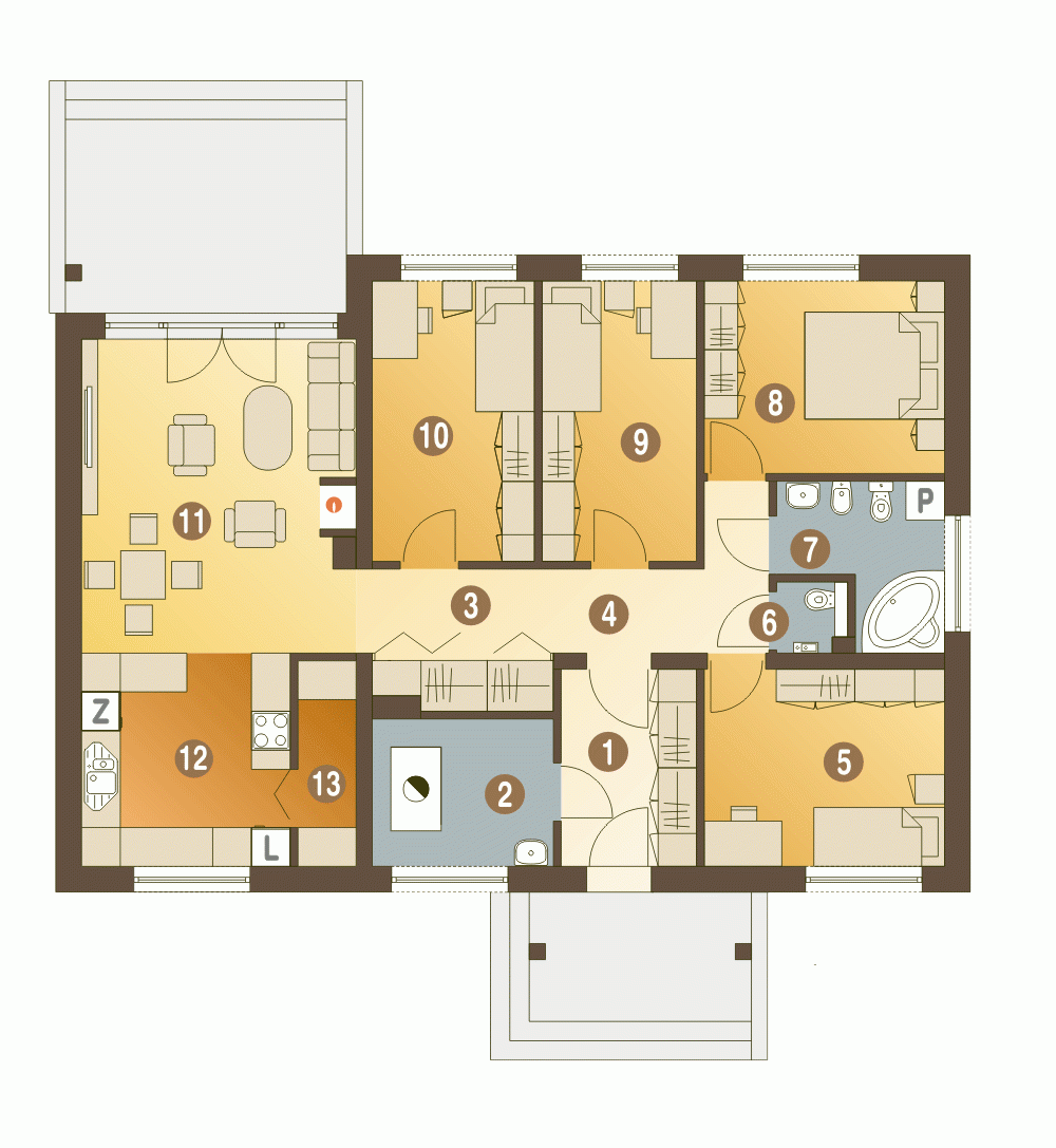 Rzut projektu Gąska II B - Parter