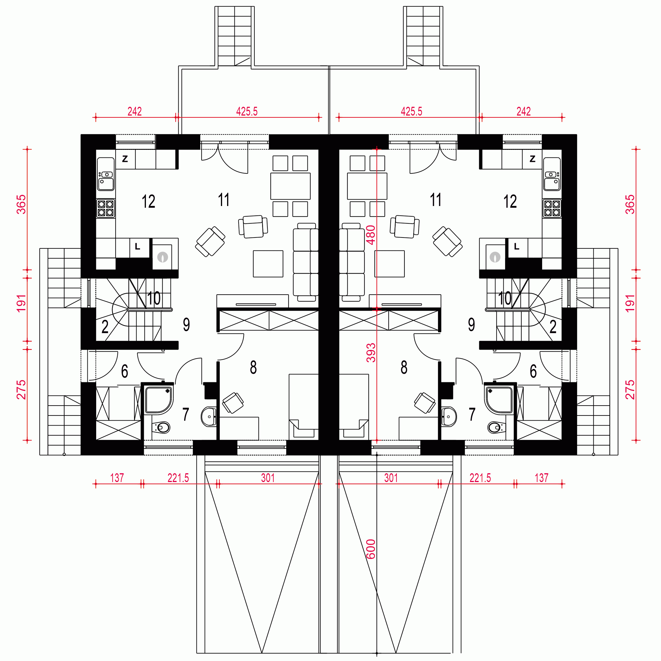 Rzut projektu Grab A1-BL1 z garażem - Parter