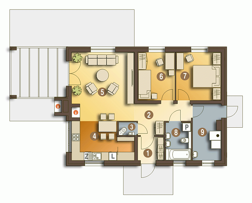 Rzut projektu Michał bez garażu - Parter