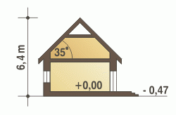 Rzut projektu Modraszka z G1 A z garażem - Przekrój