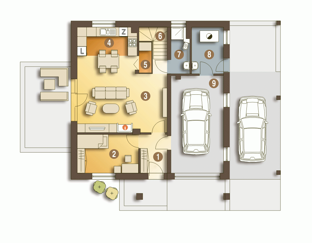 Rzut projektu Nowinka III A1 - Parter
