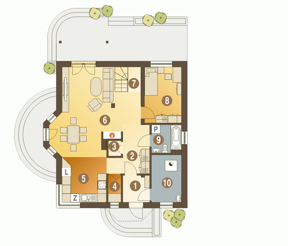 Rzut projektu Puszczyk B - Parter