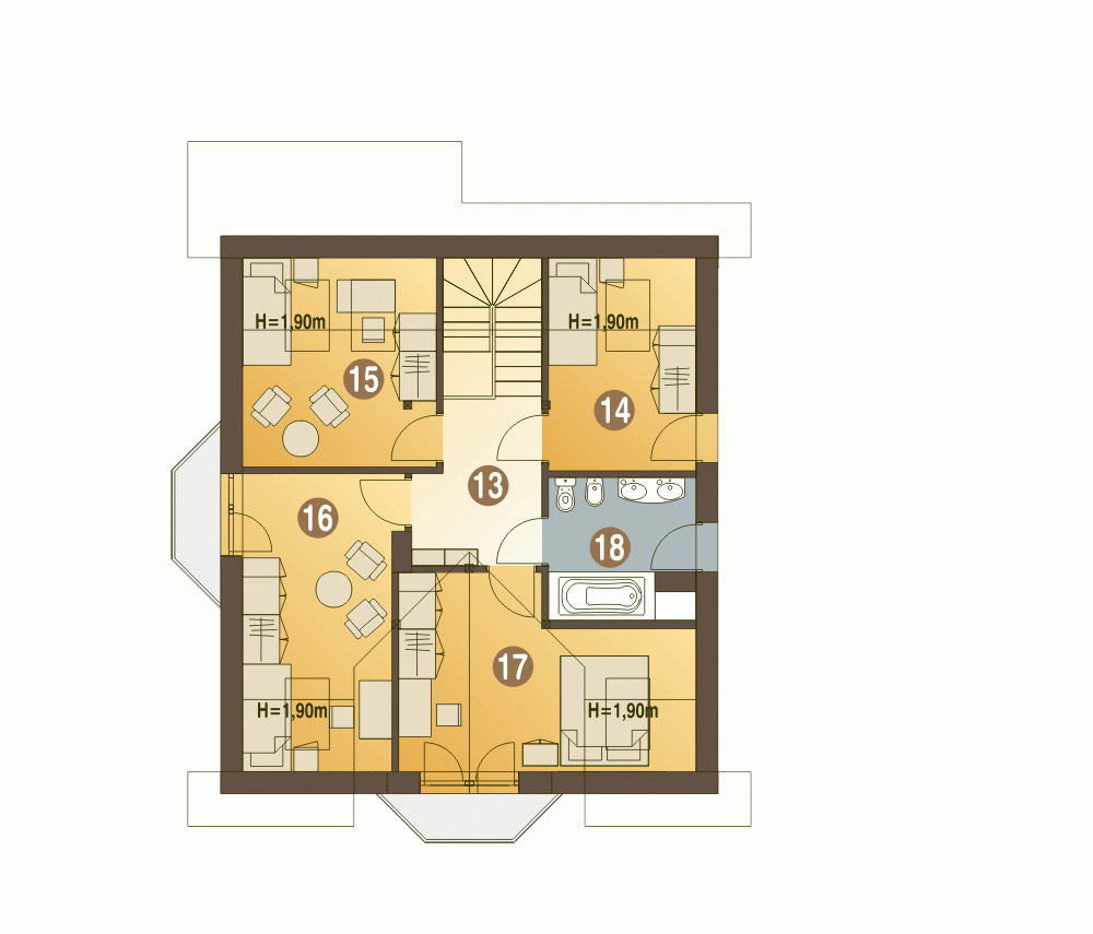 Rzut projektu Puszczyk B - Piętro