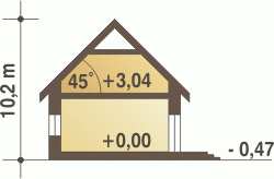 Rzut projektu Bernikla III z garażem - Przekrój