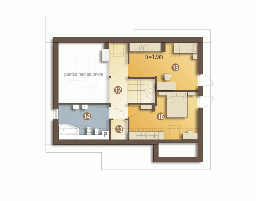 Rzut projektu Alka II z garażem - Piętro