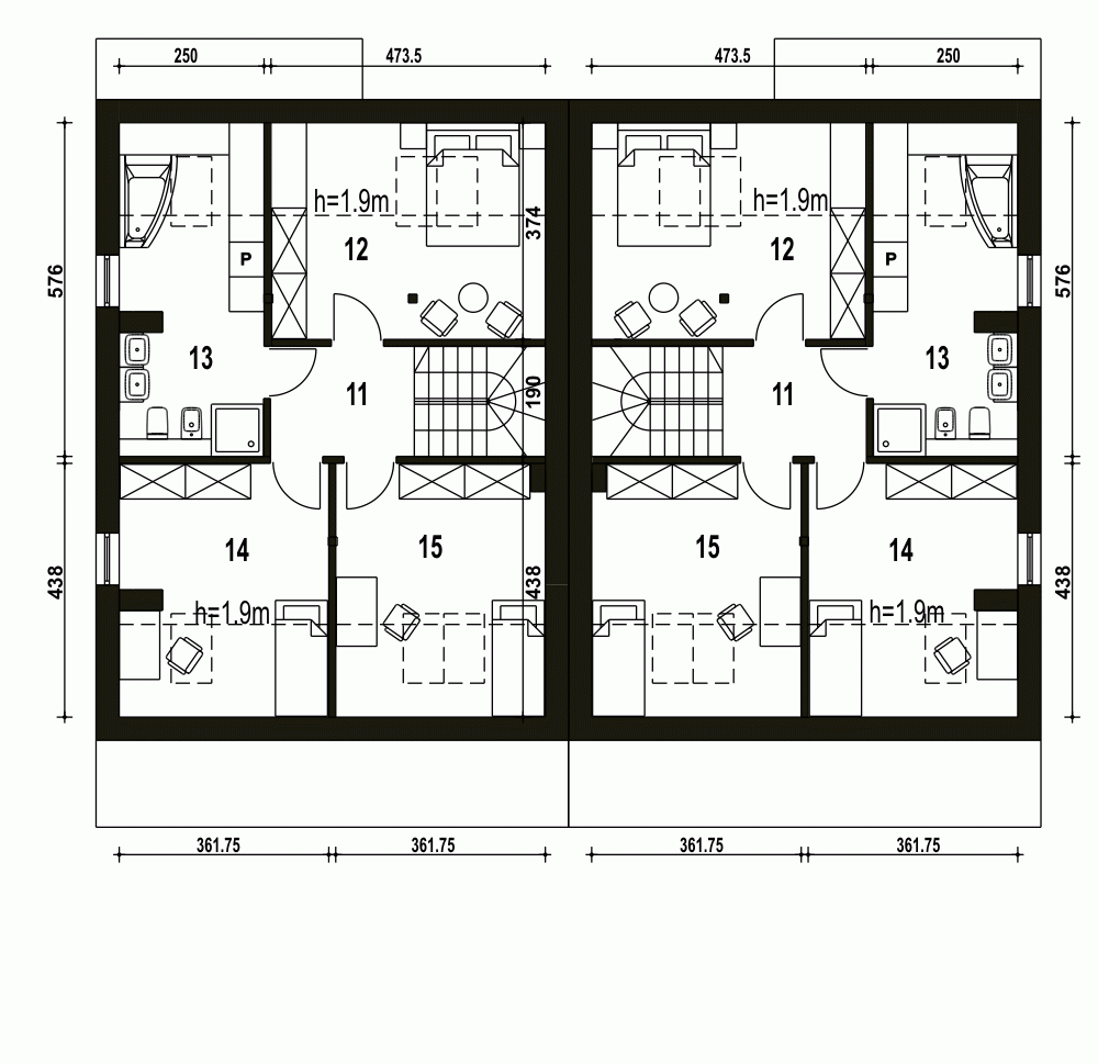 Rzut projektu Mazurek BL1 z garażem - Piętro
