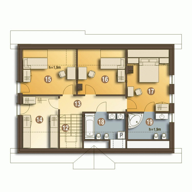 Rzut projektu Julia z garażem - Piętro