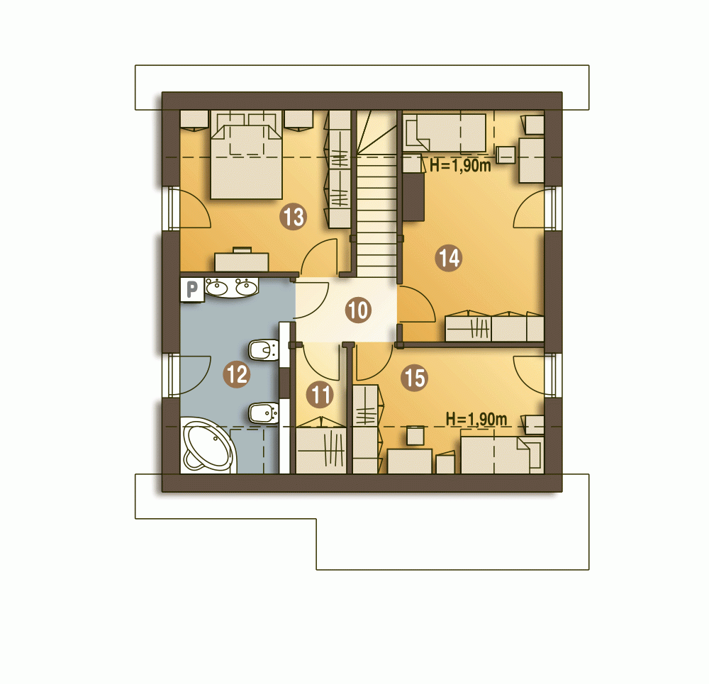 Rzut projektu Turkawka z garażem - Piętro