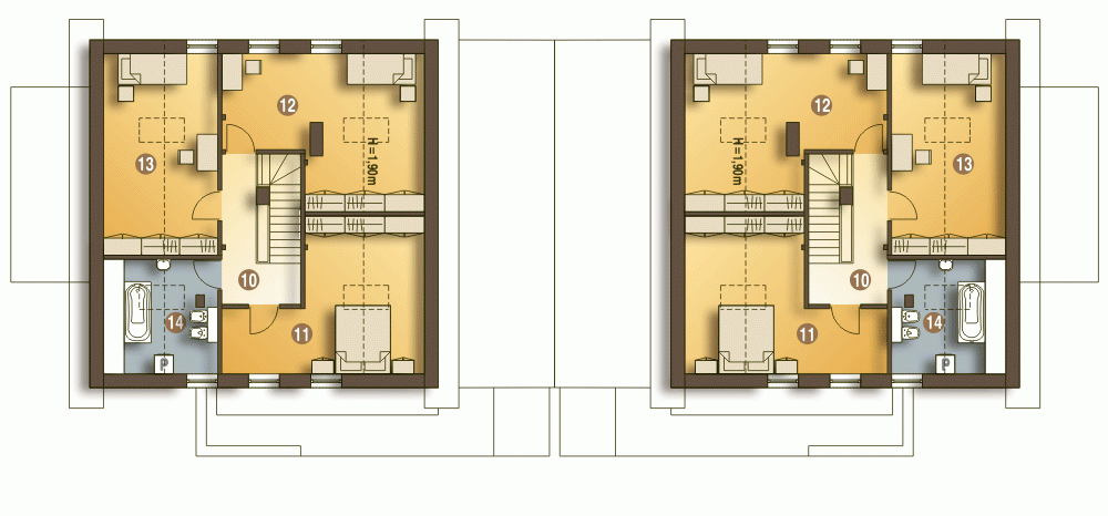Rzut projektu Nowinka II bliźniak A1-BL1 - Piętro