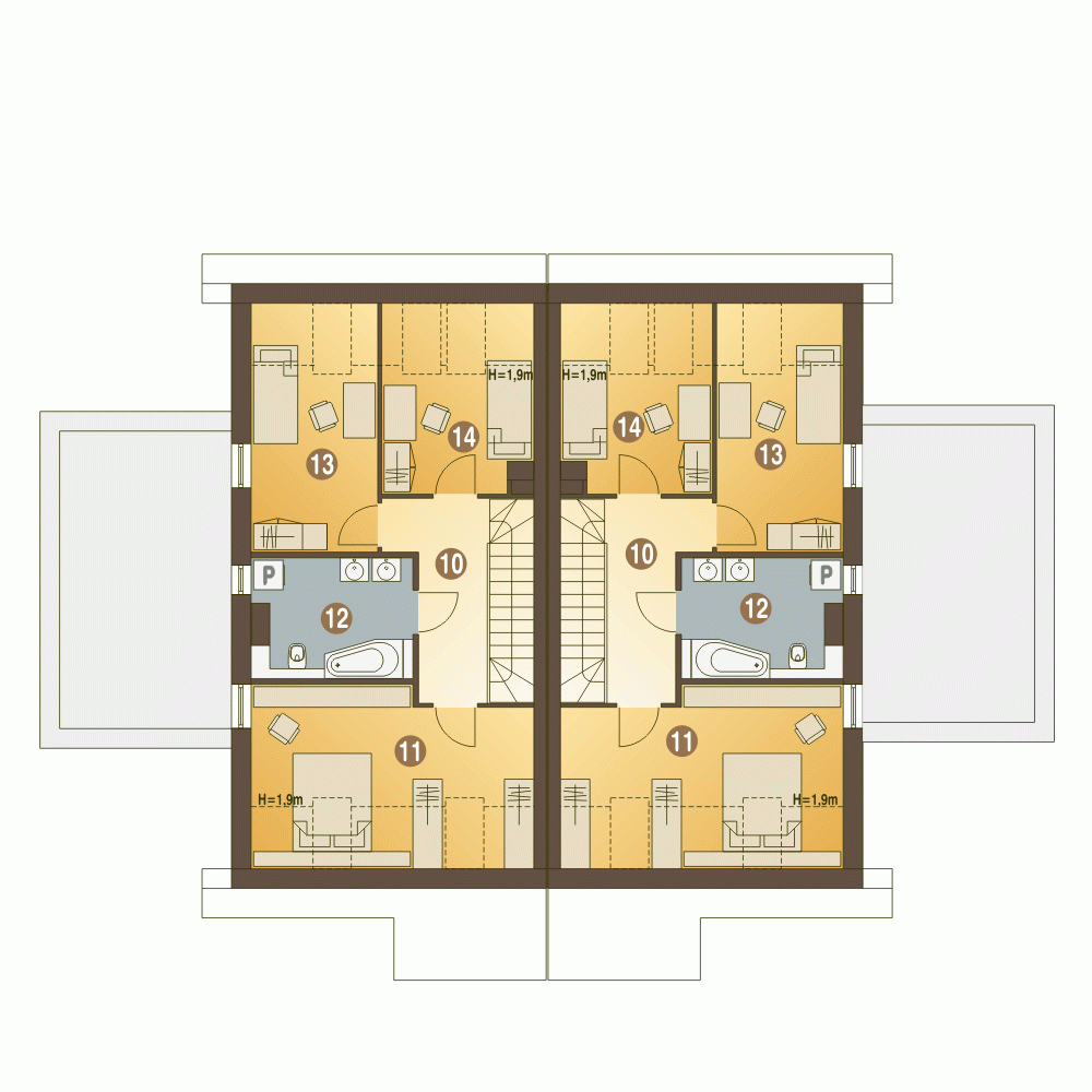 Rzut projektu Azalia A-BL1 z garażem - Piętro